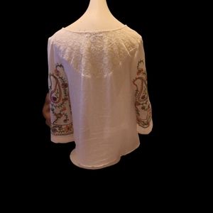 Fig and Flower top embordered top with lace back